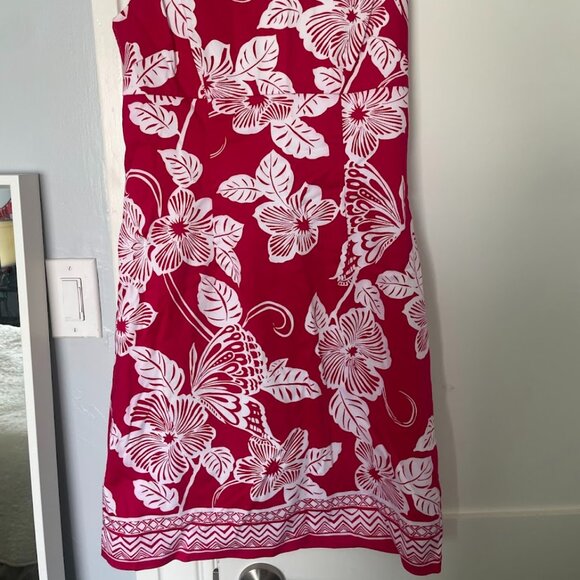 Talbots bright pink and white Hawaiian print dress size 4 - Picture 2 of 4